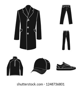Vector illustration of man and clothing logo. Set of man and wear stock vector illustration.