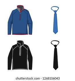 Vector illustration of man and clothing logo. Collection of man and wear stock symbol for web.