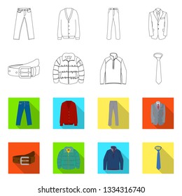 Vector illustration of man and clothing logo. Collection of man and wear vector icon for stock.
