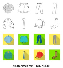 Vector illustration of man and clothing logo. Set of man and wear stock symbol for web.