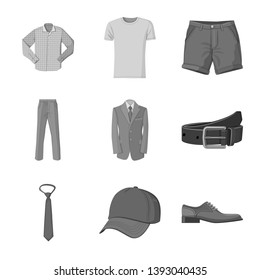 Vector illustration of man and clothing logo. Collection of man and wear stock symbol for web.