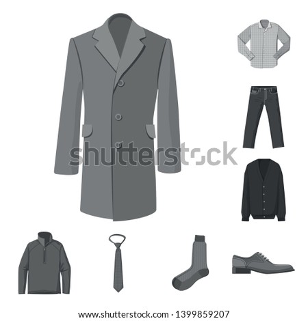 Vector illustration of man and clothing logo. Collection of man and wear vector icon for stock.