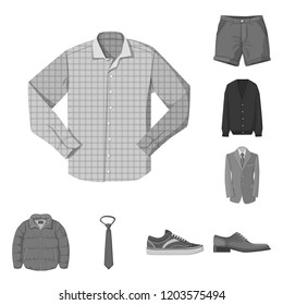 Vector illustration of man and clothing sign. Collection of man and wear vector icon for stock.