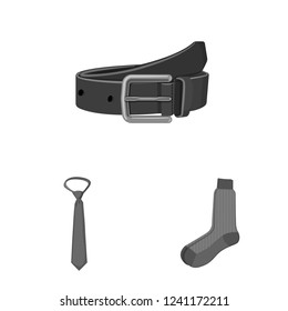 Vector illustration of man and clothing sign. Set of man and wear stock symbol for web.