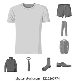 Vector illustration of man and clothing symbol. Set of man and wear stock vector illustration.