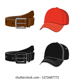 Vector illustration of man and clothing symbol. Set of man and wear stock symbol for web.