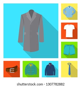 Vector illustration of man and clothing symbol. Set of man and wear stock symbol for web.