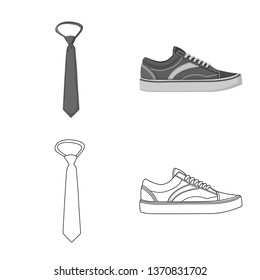 Vector illustration of man and clothing symbol. Collection of man and wear stock symbol for web.