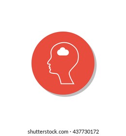 Vector illustration of man cloud sign icon on red circle background.