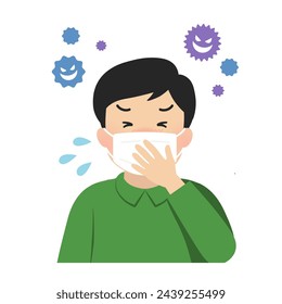 Vector illustration of a man with a cold