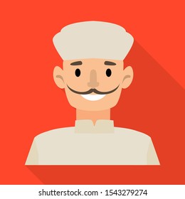 Vector illustration of man and confectioner icon. Graphic of man and hat vector icon for stock.