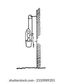 Ilustración vectorial de un hombre en una cuna de construcción