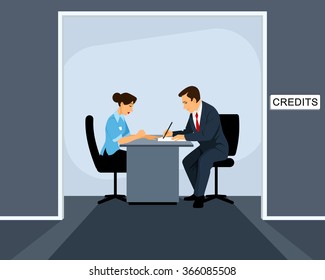 Vector illustration of a man in credit department