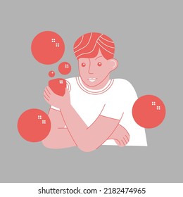 Vector illustration of a man with a cup drawn in a cartoon style