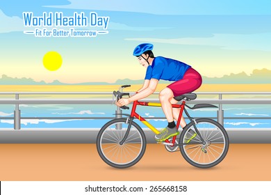 vector illustration of man cycling for fitness