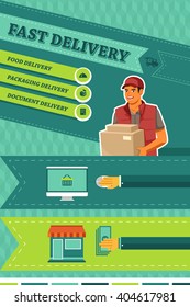 A vector illustration of man delivering a package