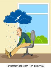 Vector illustration of a man in depression