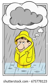 vector illustration of a man with depressive thoughts