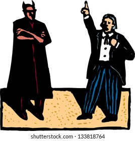 Vector illustration of man and devil