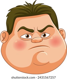 Vector illustration of a man with a displeased look