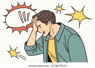 Vektorgrafik eines Mannes, der eine Gesichtsfeldbewegung ausführt. Perfekt, um Frustration, Unglauben oder Enttäuschung in Comics und Designs zum Ausdruck zu bringen.