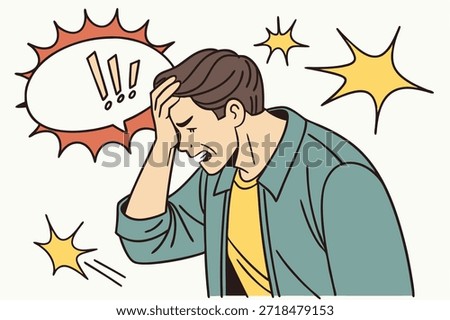 Vector illustration of a man doing a facepalm gesture. Perfect for expressing frustration, disbelief, or disappointment in comics and designs.