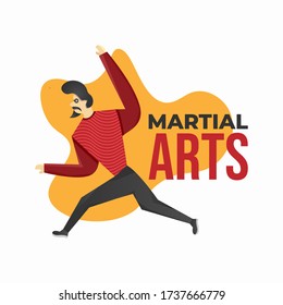 Vector illustration of a man doing martial arts