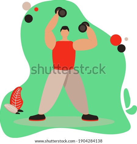 Vector illustration of a man doing sports