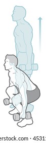 vector illustration of a man doing squat jumps