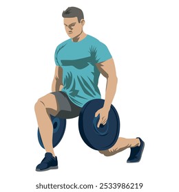 vector illustration of a man doing weight training
