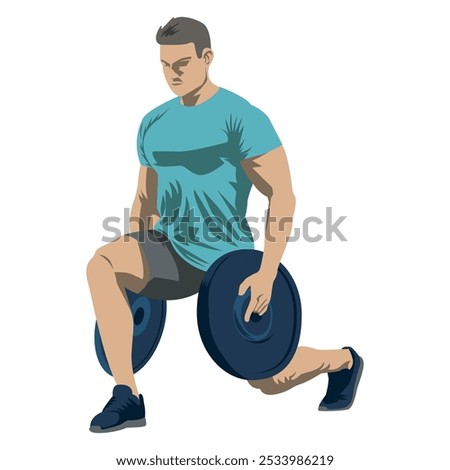 vector illustration of a man doing weight training
