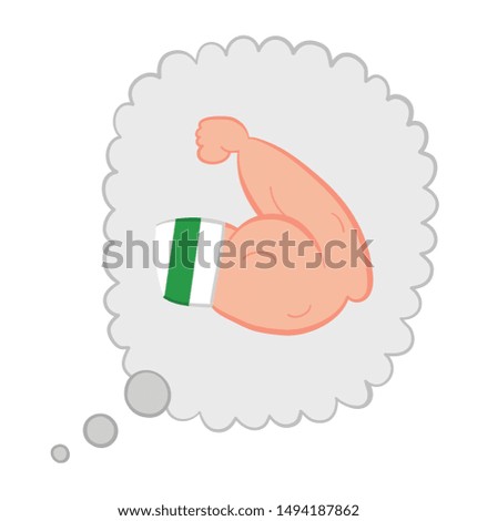 Vector illustration man dreams arm muscles. Hand drawn.
