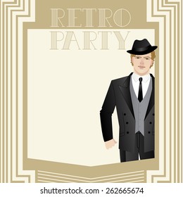 Vector illustration of a man dressed in retro style