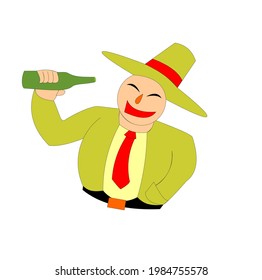 Ilustración vectorial del hombre bebiendo alcohol