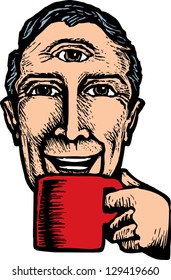 Vector illustration of a man drinking coffee