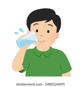 Vector illustration of a man drinking water