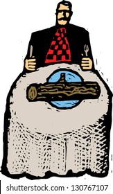 Vector illustration of man eating natural food