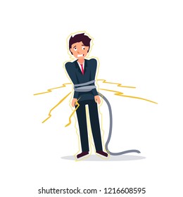 vector illustration of a man with an electric shock