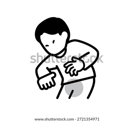 Vector illustration of a man enduring an itchy crotch