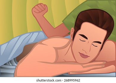 A vector illustration of man enjoying massage at the spa