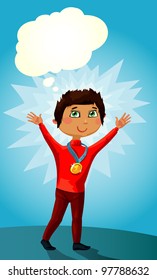vector illustration. man enjoys his victory