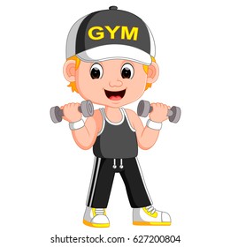 vector illustration of a man exercising with dumbbells