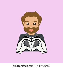 vector illustration of a man expressing love. simple flat for logo icon.