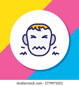 Vector illustration of man with face of disgust icon colored line. Beautiful emoticon element also can be used as frustrated icon element.