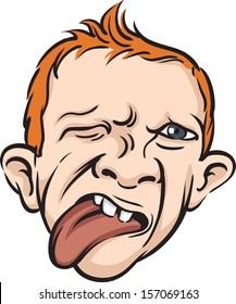 Vector illustration of man face disgusting grimace. Easy-edit layered vector EPS10 file scalable to any size without quality loss. High resolution raster JPG file is included.