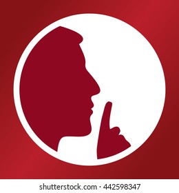 Vector illustration of man with finger showing shh sign. Keep quiet. Do not disturb