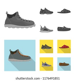 Vector illustration of man and foot icon. Collection of man and wear stock symbol for web.