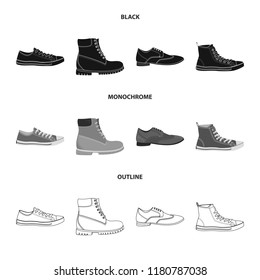 Vector illustration of man and foot icon. Collection of man and wear stock symbol for web.