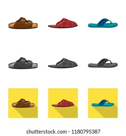 Vector illustration of man and foot icon. Set of man and wear stock vector illustration.
