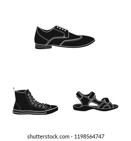 Vector illustration of man and foot icon. Collection of man and wear stock symbol for web.